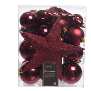 Lot de 33 boules bordeaux