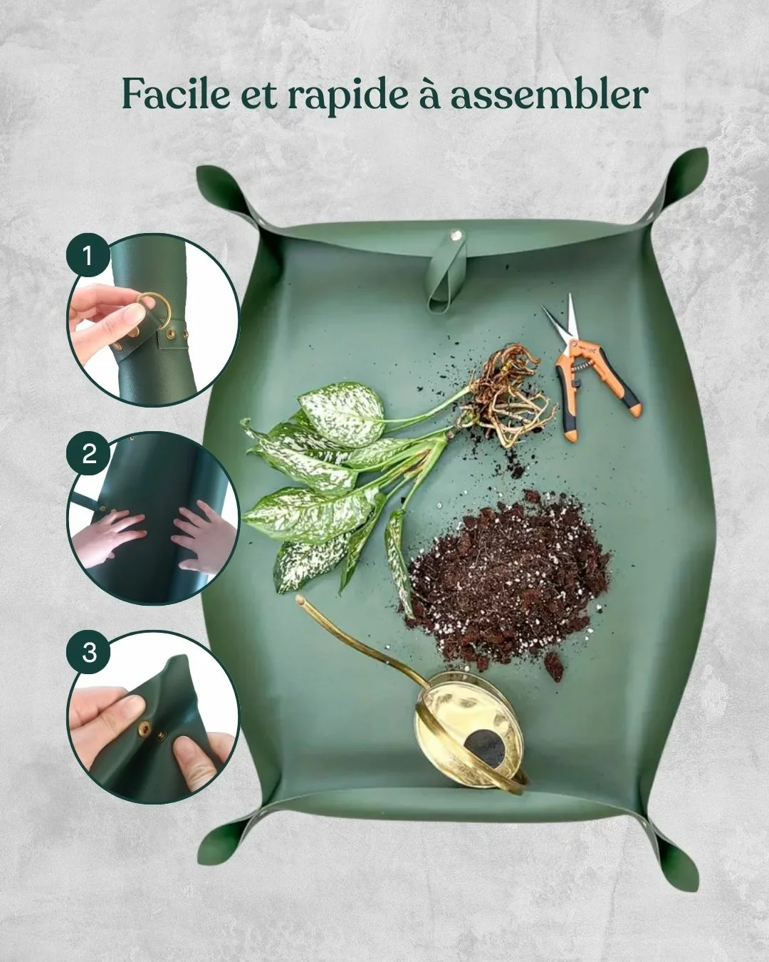 Grand Tapis de Rempotage en Simili Cuir Vert pour Plantes – Image 3