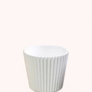 Cache-pot Céramique dentelé blanc