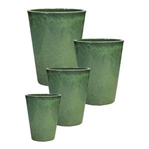 Pot Costa conique haut émaillé vert