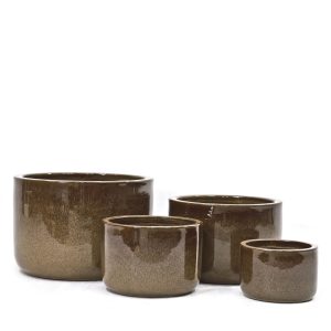 Pot Glazed cylindre bas brown