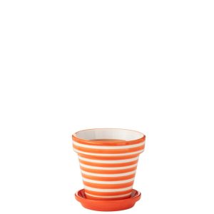 Cache Pot Rayé Naranja (+soucoupe)
