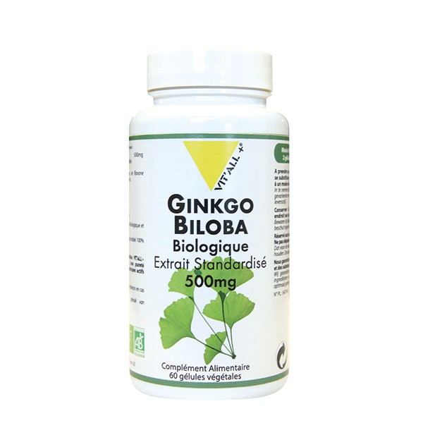 Ginkgo Biloba bio Extraits standardisés 500 mg – 60 gélules végétales