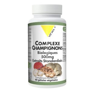 Complexe Champignons Extraits Standardisés, extraits Secs & extraits Huileux – 60 gélules végétales