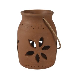 Photophore Fleur en Terre Cuite