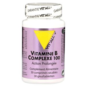 Vitamine B complexe 100 -action prolongée -30 comprimés sécables