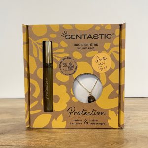 Coffret Protection – Parfum exaltant & collier œil du tigre