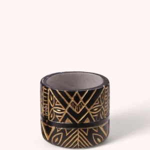 Cache-pot Céramique Tribal noir et or