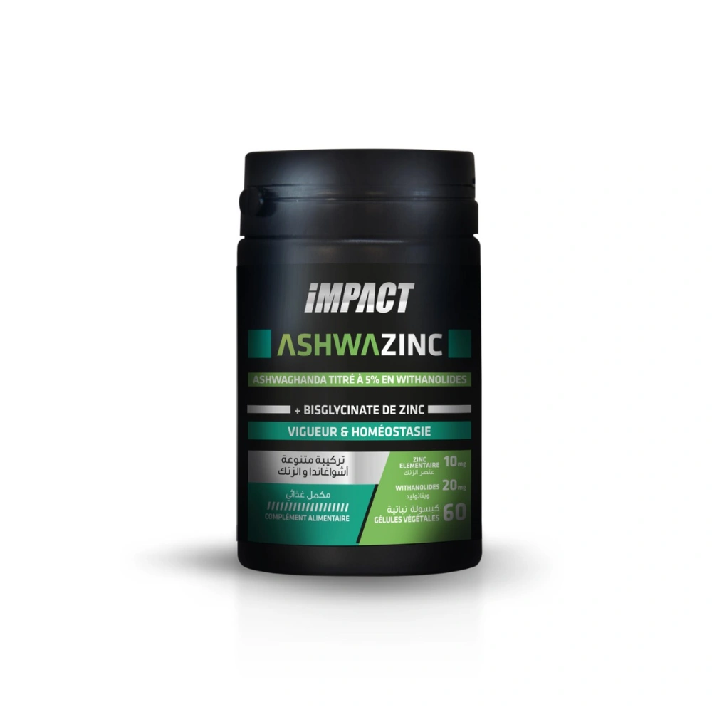 Ashwazinc – 60 Gélules – Impact Sport Nutrition
