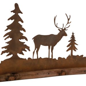 Décor cerfs et sapins en métal