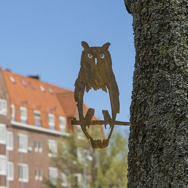 Hibou – oiseau en métal à planter