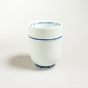 Hasami porcelain ‘Yumeji’ cup with blue border