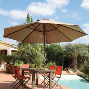 Parasol droit bois Manivelle Ø 300 cm