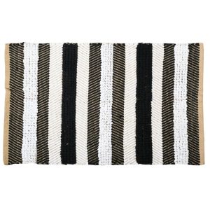 Tapis à rayures en jute naturelle et coton