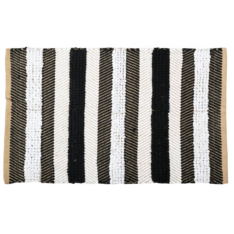 Tapis à rayures en jute naturelle et coton