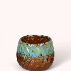 Cache-pot Céramique bleu et marron
