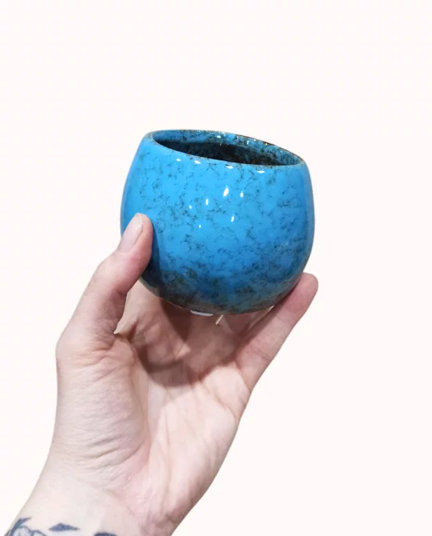 Cache-pot Céramique rond bleu – Image 3