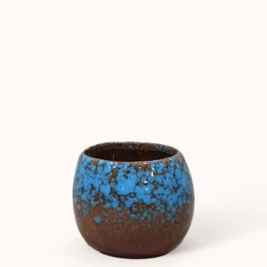 Cache-pot Céramique rond bleu et marron