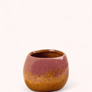 Cache-pot Céramique rond rose et jaune