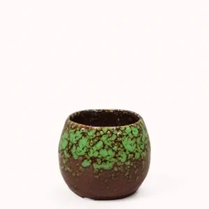 Cache-pot Céramique rond vert et marron