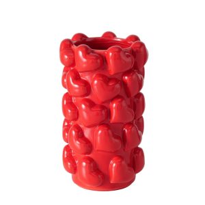 Vase Rouge monochrome motif coeur