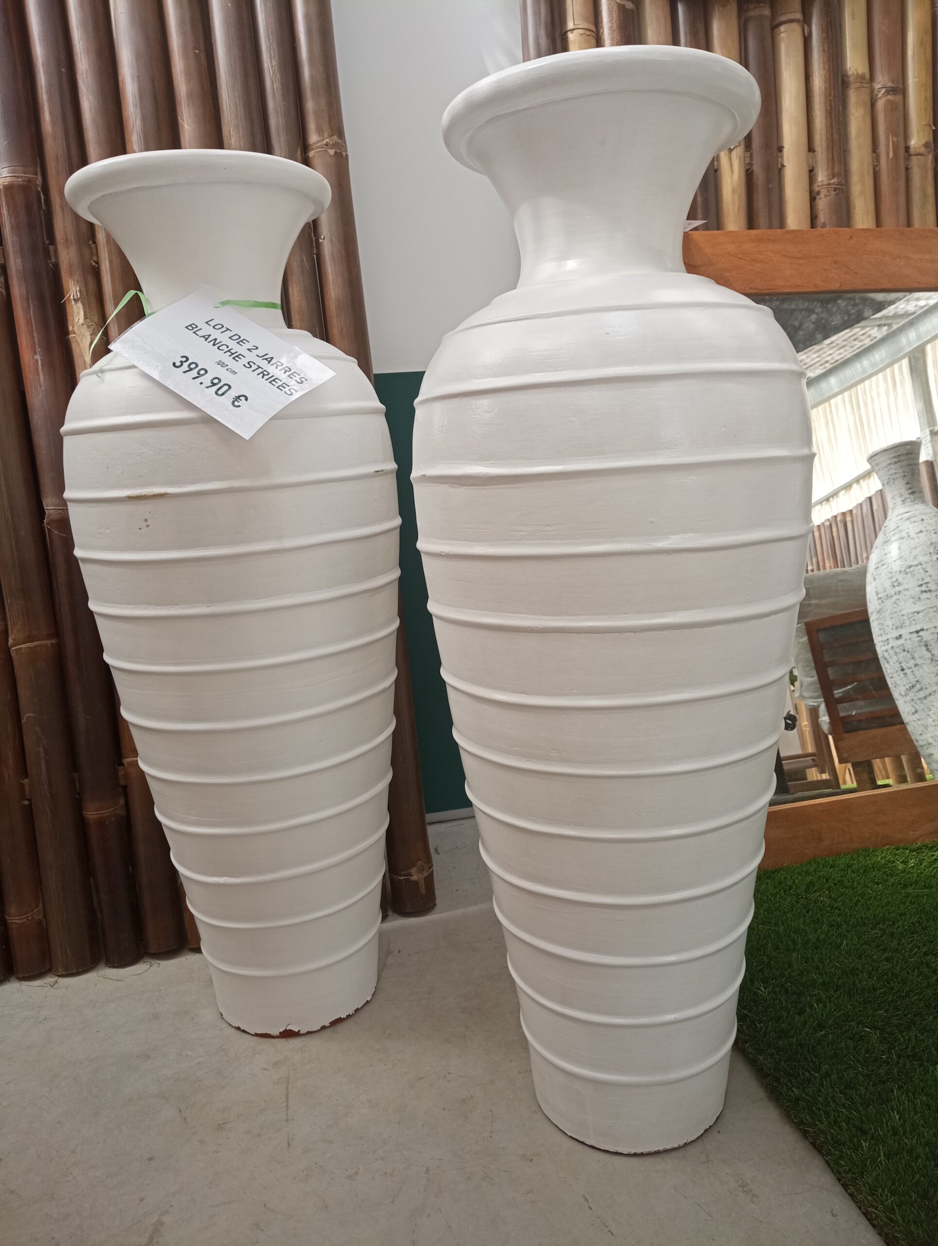 Jarres Blanches striées x2