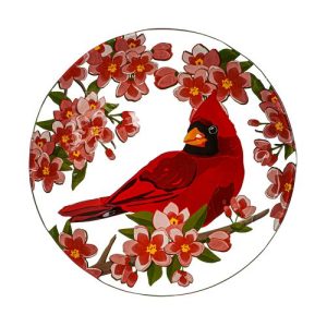 Bain d&rsquo;oiseaux en verre, cardinal