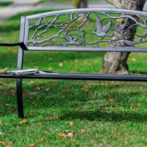 Banc noir avec oiseaux