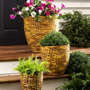 Pot en bois d&rsquo;acacia recyclé